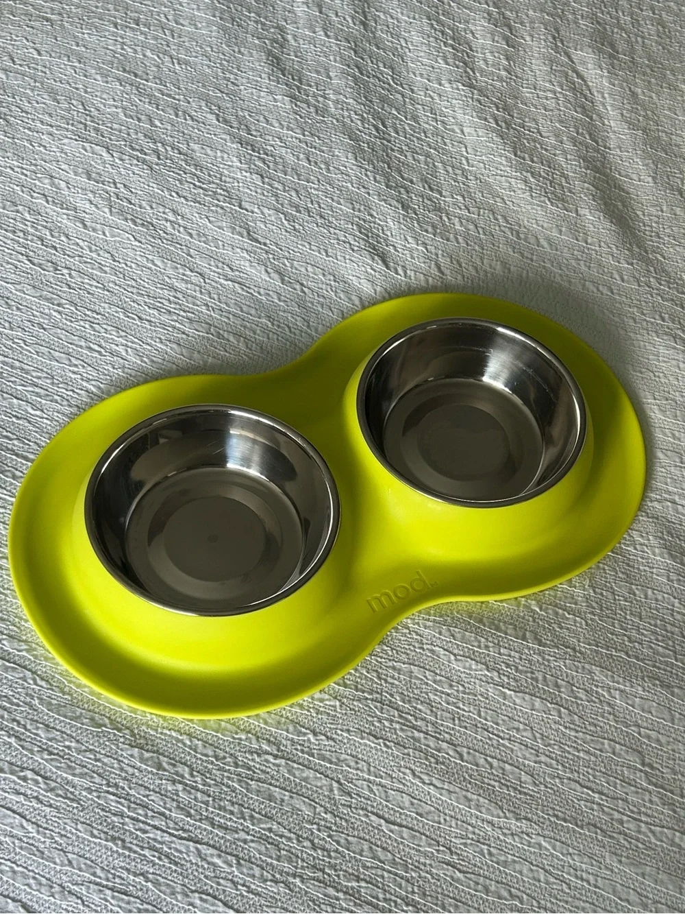 Mod -Double Stainless Steel Pet Bowls in Lime Yellow Stand